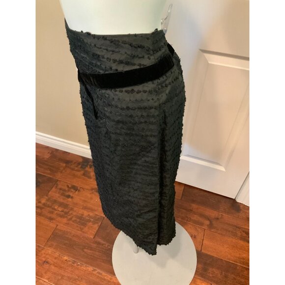 Nanette Lepore Black Knubby Body Pencil Skirt w/ Velvet Trim, Size 6 - Picture 4 of 7